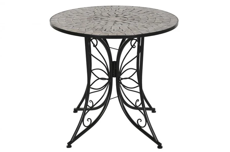 MESA REDONDA COMEDOR METAL CERAMICA 80X80X76 NEGRO