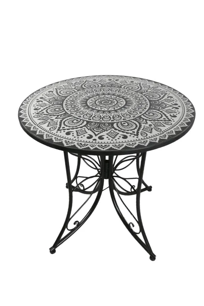 MESA METAL CERAMICA 80X80X76 NEGRO