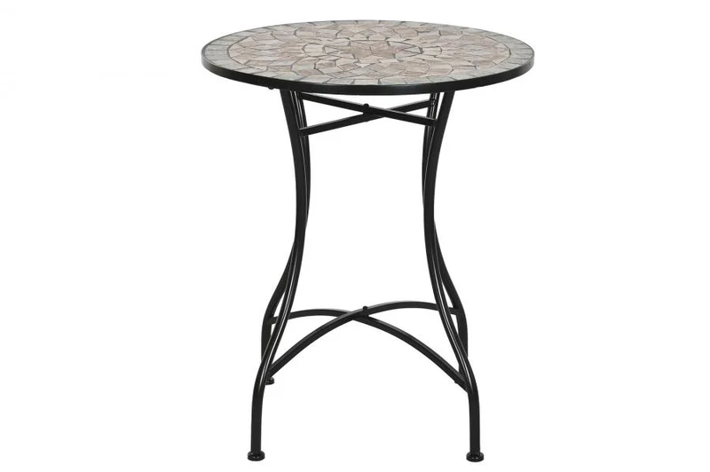 MESA METAL PIEDRA 60X60X72 MOSAICO MULTICOLOR