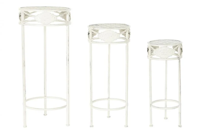 MESITA AUXILIAR SET 3 METAL 30,5X30,5X70 BLANCO