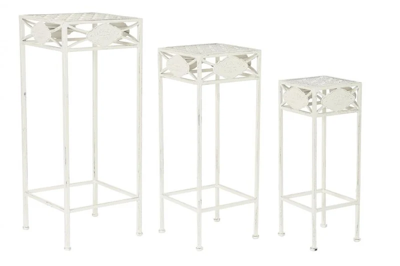 MESITA AUXILIAR SET 3 METAL 30X30X70 BLANCO