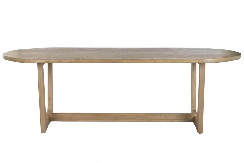 MESA COMEDOR TECA MACIZA 240X100X76 DECAPE GRIS