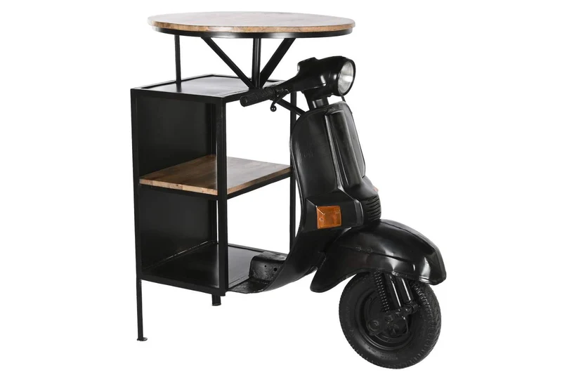 MESA HIERRO MANGO 116X72X110 MOTO DESGASTADO NEGRO