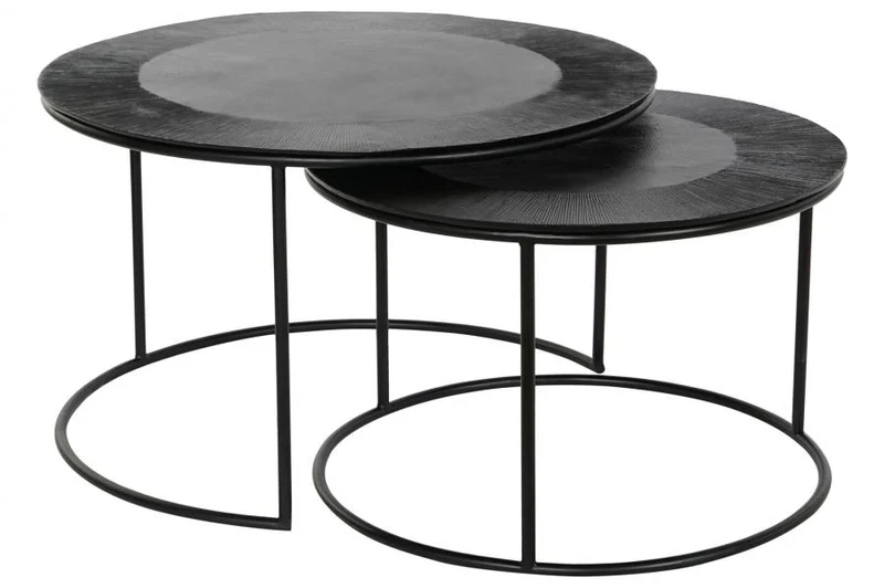 MESITA AUXILIAR SET 2 METAL ALUMINIO 76,5X76,5X47