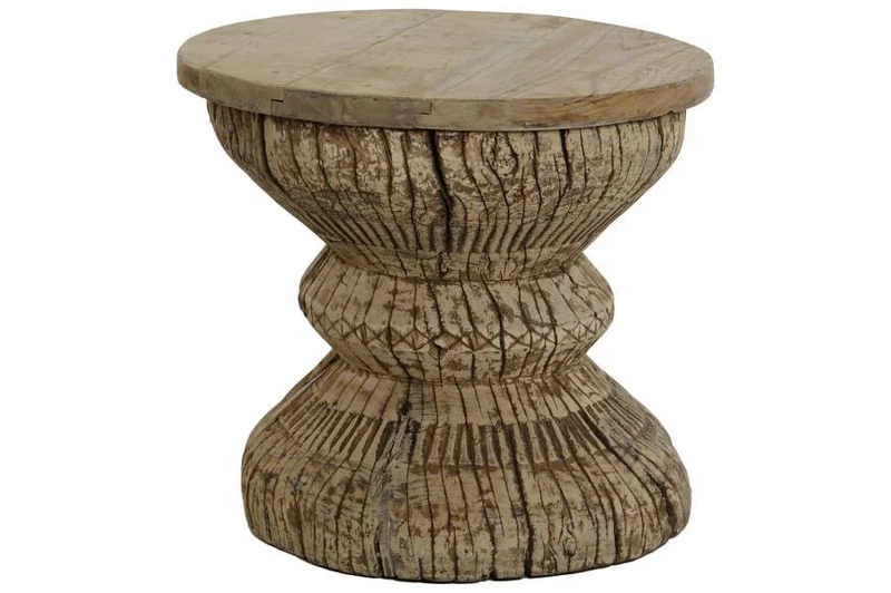 MESITA AUXILIAR TECA 39X39X45 BASE ANTIGUA NATURAL
