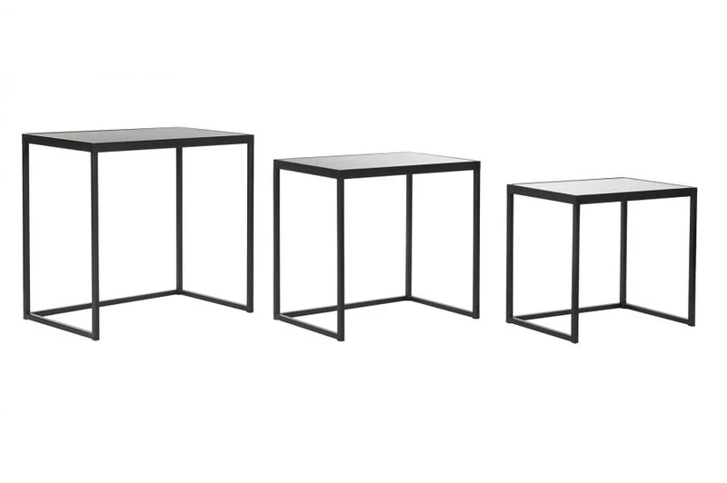 MESITA AUXILIAR SET 3 METAL CRISTAL 58X36,5X53,5