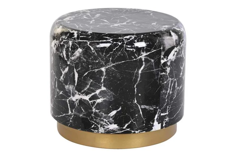 MESITA AUXILIAR HIERRO 50X50X45 SIMIL MARMOL NEGRO