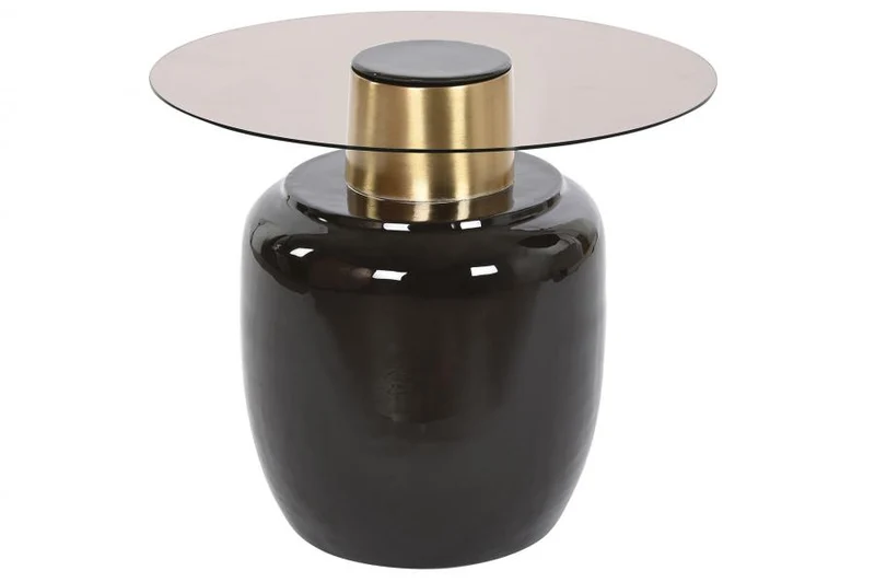 MESITA AUXILIAR CRISTAL METAL 59X59X46 NEGRO