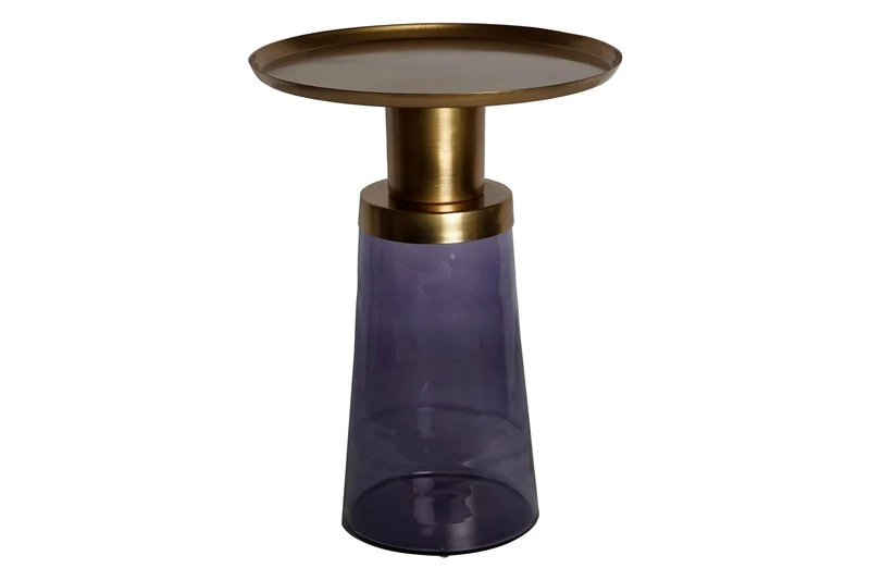 MESITA AUXILIAR CRISTAL HIERRO 37X37X50 AZUL