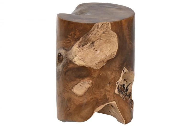 MESITA AUXILIAR TECA 30X30X45 TRONCO NATURAL