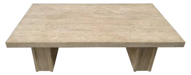 MESA CENTRO OLMO MARMOL TRAVERTINO 160X80X43