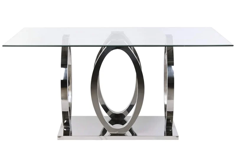 MESA COMEDOR ACERO CRISTAL TEMPLADO 160X90X76