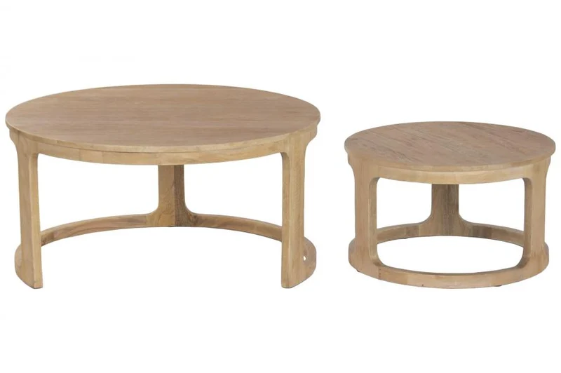 MESA CENTRO SET 2 MANGO 90X90X45 NATURAL