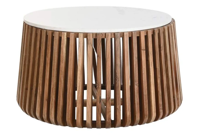 MESA CENTRO MARMOL MANGO 85X85X45 BLANCO