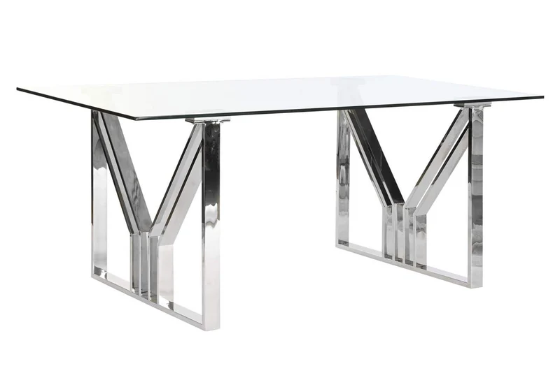 MESA COMEDOR ACERO CRISTAL 180X90X75 CROMADO