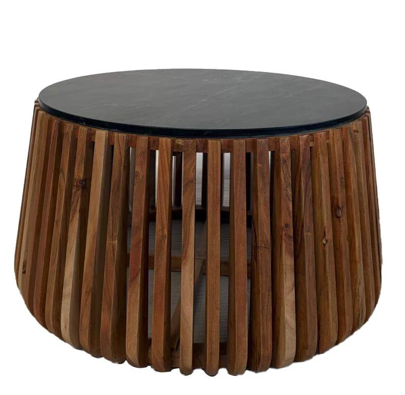 MESA CENTRO MARMOL MANGO 85X85X45 NEGRO