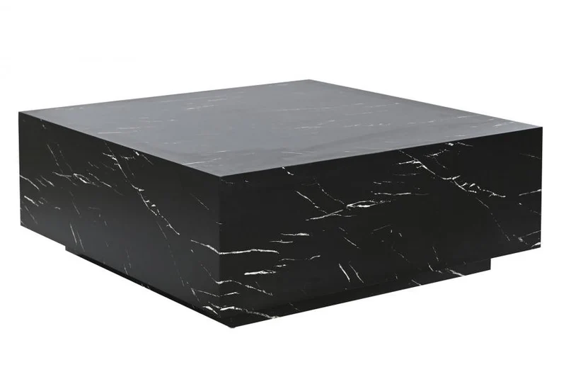 MESA CENTRO MDF 90X90X35 SIMIL MARMOL NEGRO