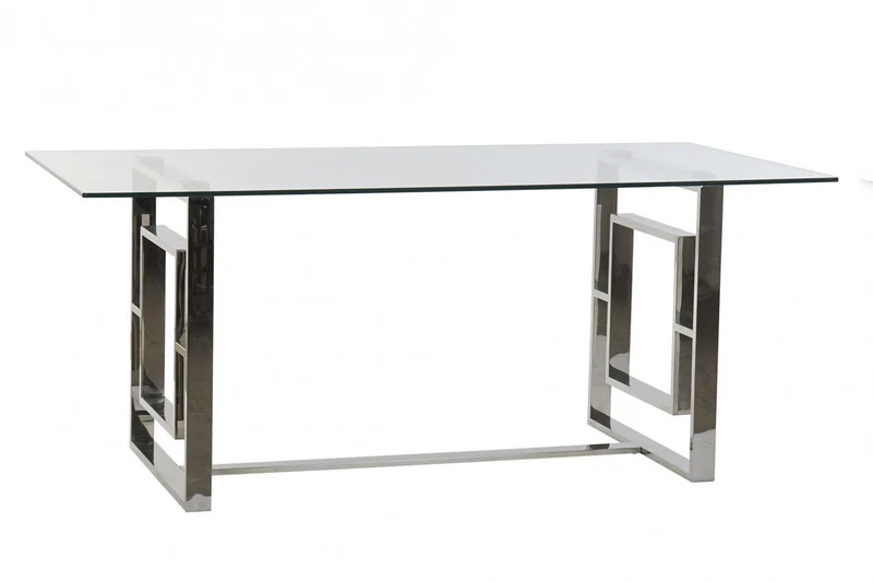 MESA COMEDOR ACERO CRISTAL 180X90X75
