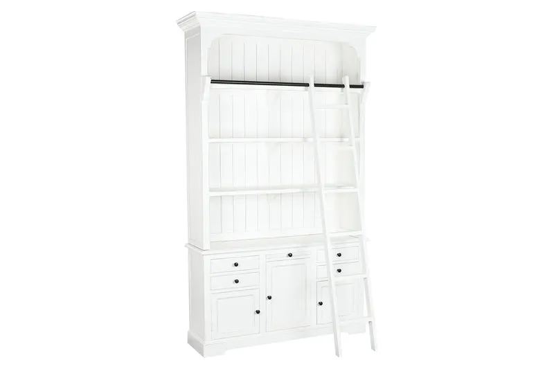ESTANTERIA MDF 137X38X234 ESCALERA BLANCO