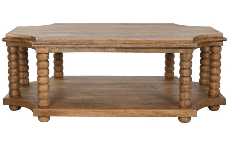 MESA CENTRO MANGO 131X80X48 TORNEADA NATURAL