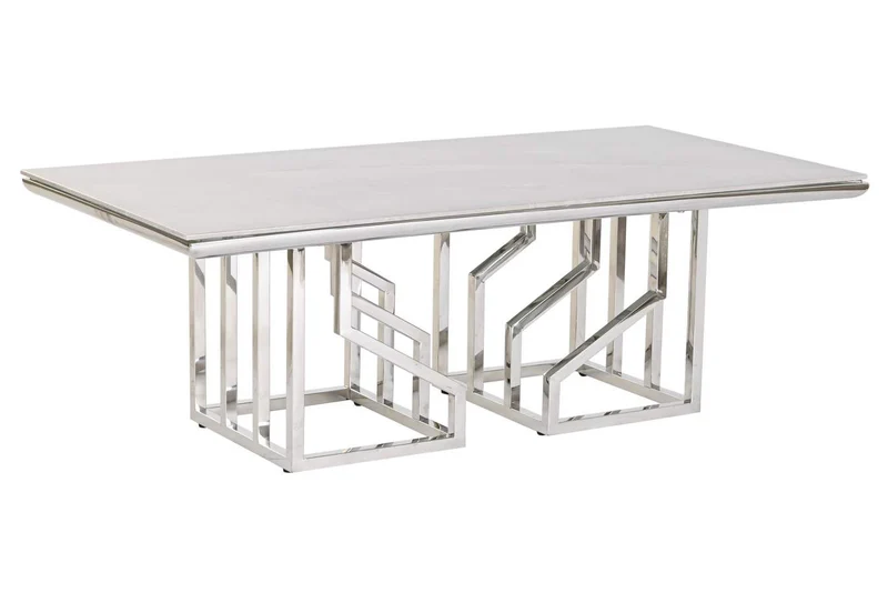MESA CENTRO ACERO CRISTAL 120X60X40 SIMIL MARMOL