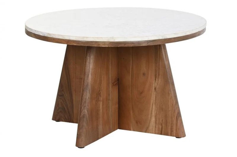MESA CENTRO ACACIA MARMOL 70X70X43 BLANCO