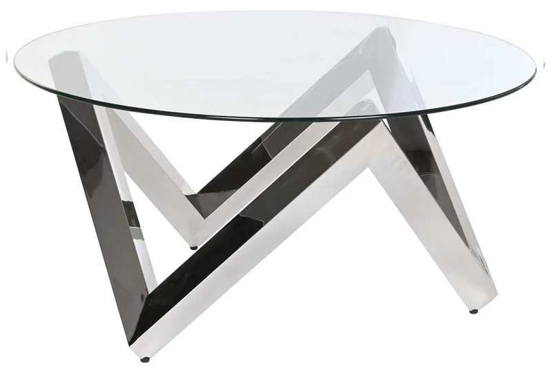 MESA CENTRO ACERO CRISTAL TEMPLADO 90X90X45