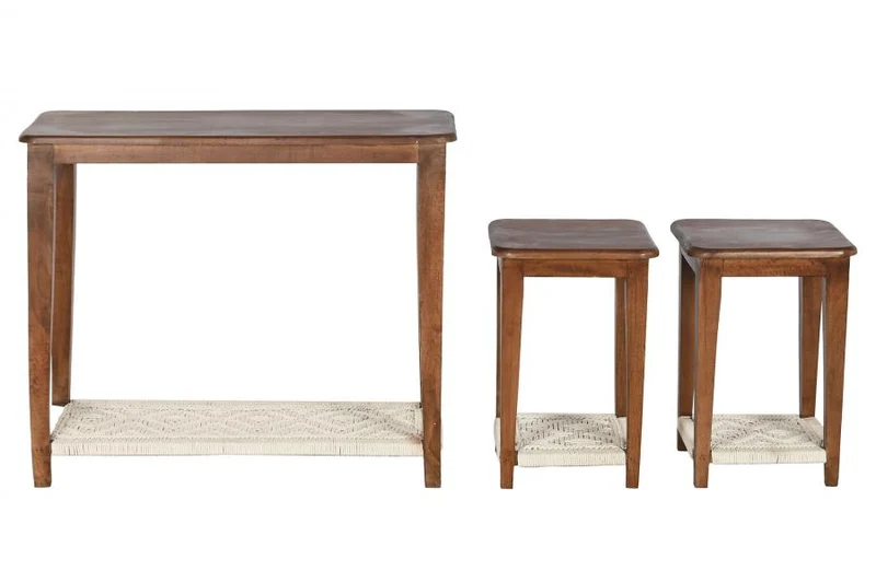 CONSOLA SET 3 MANGO ALGODON 95X40X81 2 MESITAS