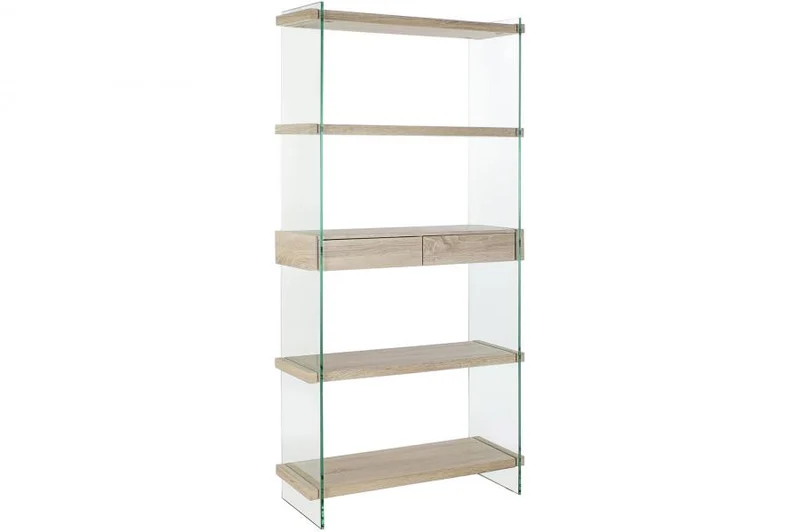 ESTANTERIA CRISTAL MDF 90X35X180 TEMPLADO NATURAL