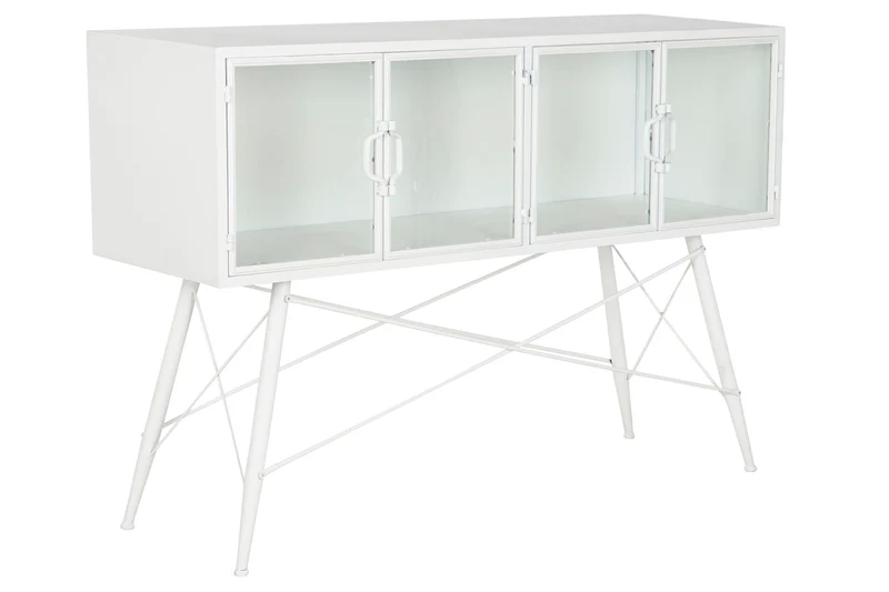 CONSOLA METAL CRISTAL 120X35X80 BLANCO