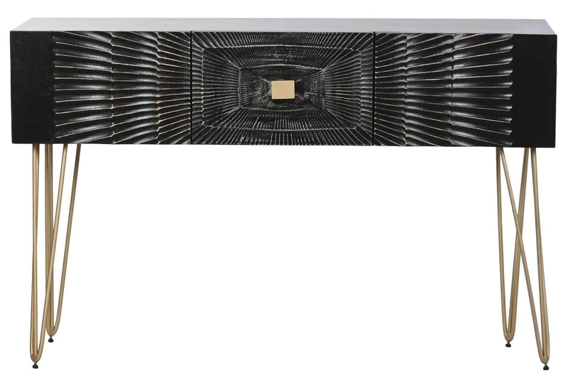 CONSOLA MANGO METAL 120X38X76 MANDALA NEGRO