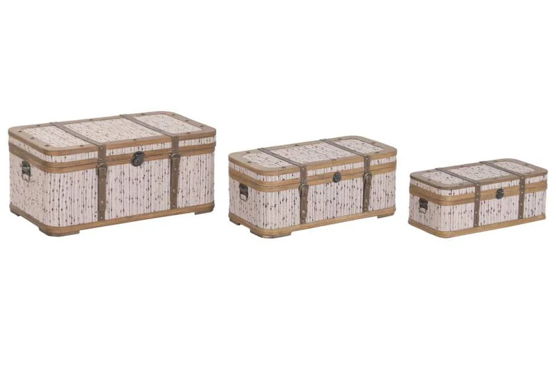 BAUL SET 3 MADERA POLIESTER 70X40X31 MULTICOLOR