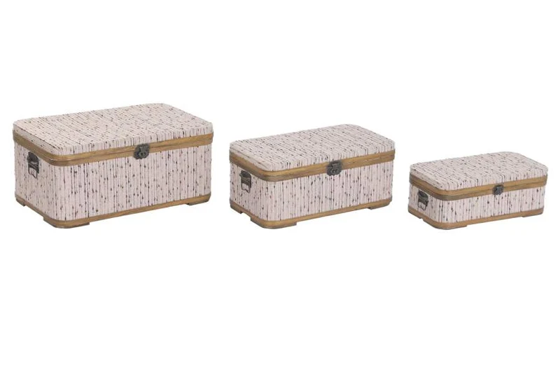 BAUL SET 3 MADERA POLIESTER 64X39,5X29 MULTICOLOR