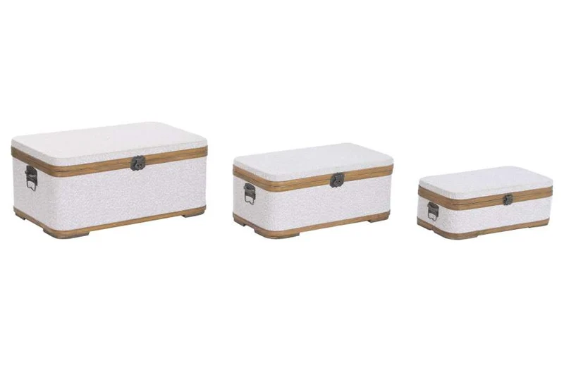 BAUL SET 3 MADERA POLIESTER 64X39,5X29 BORREGUITO