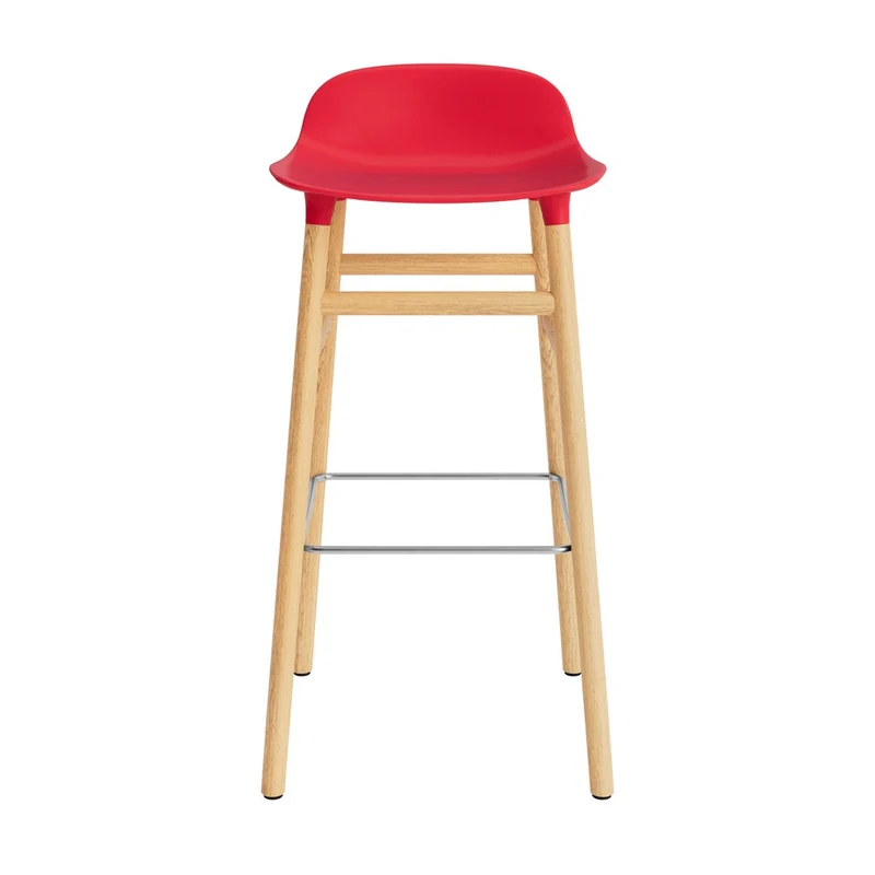 Taburete Form Rojo Brillante Patas Madera 75cm