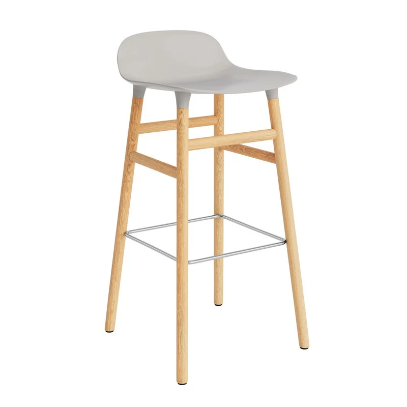 Taburete Form Gris Cálido Patas Madera 75cm