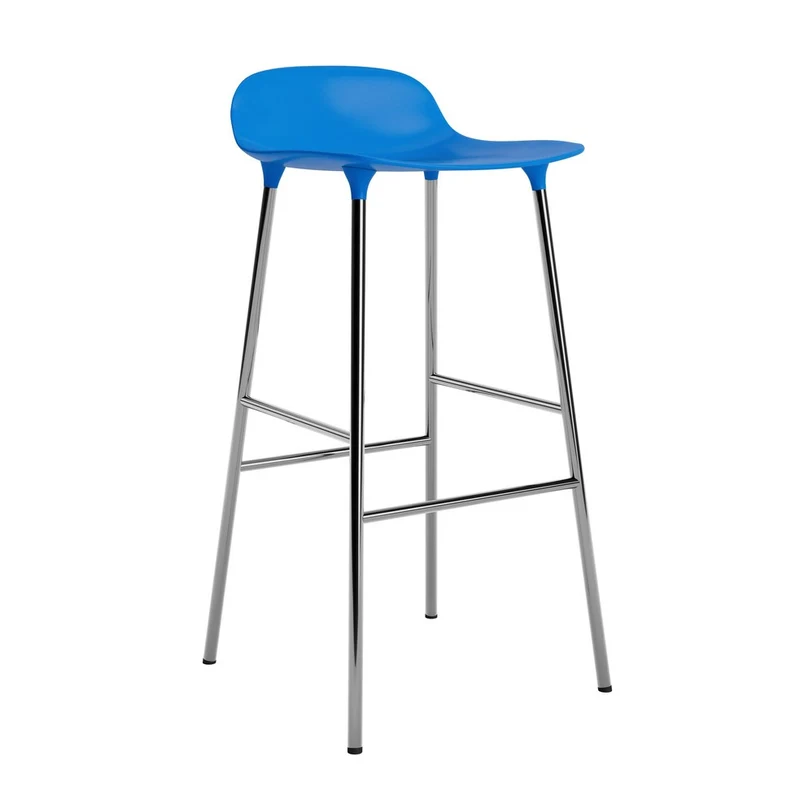 Taburete Form Azul Brillante Patas Metal 75cm