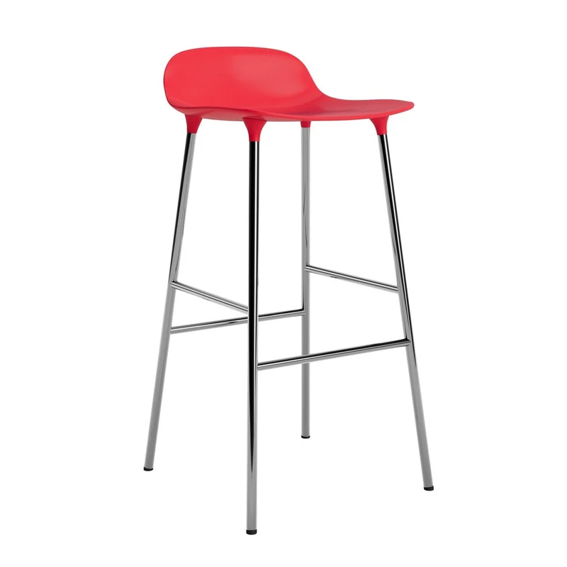 Taburete Form Rojo Brillante Patas Metal 75cm