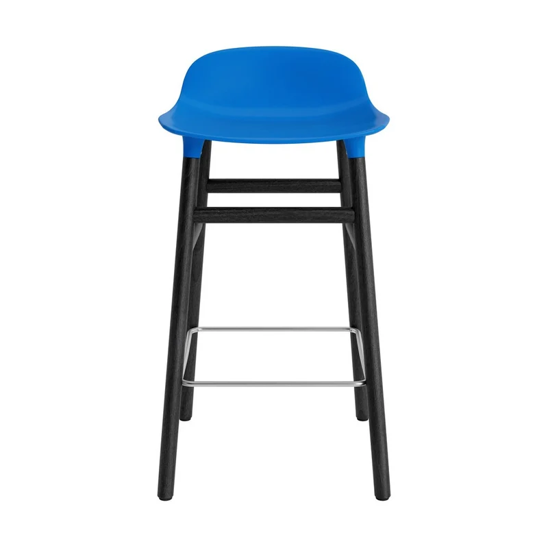 Taburete Form Azul Brillante Patas Madera 65cm