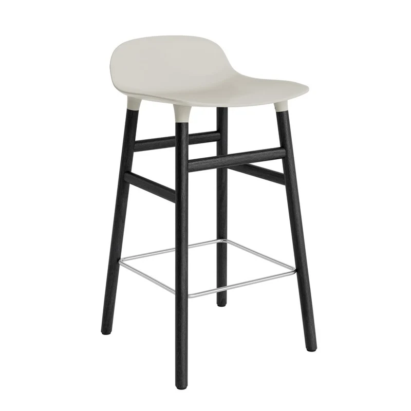 Taburete Form Gris Claro Patas Madera 65cm