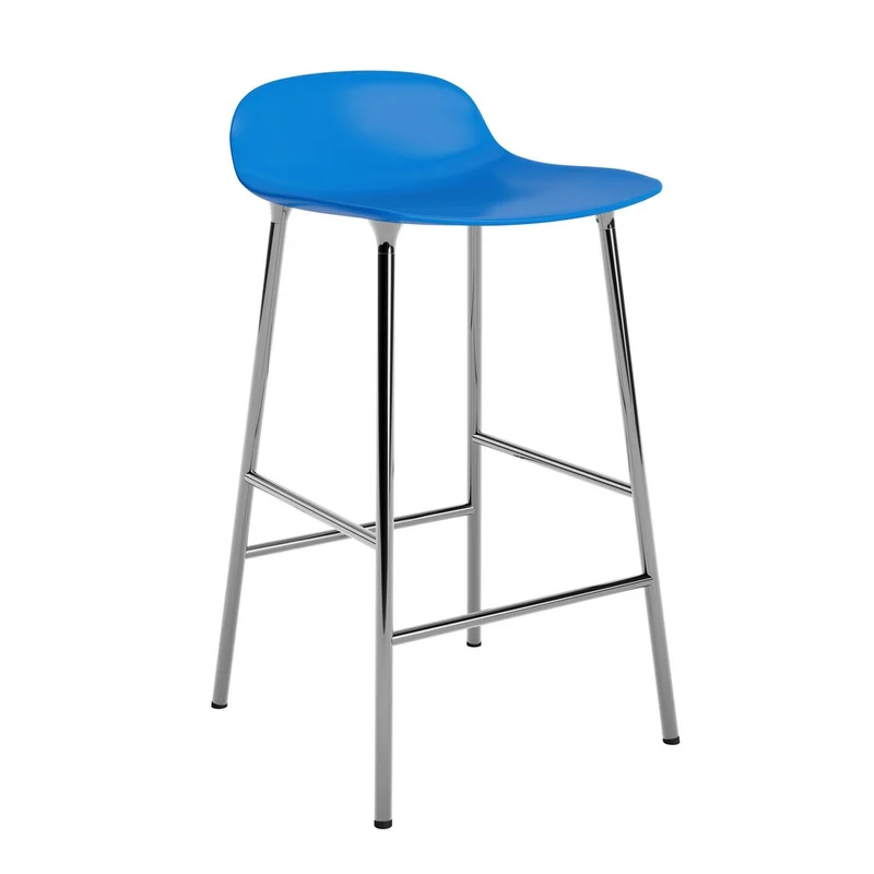 Taburete Form Azul Brillante Patas Metal 65cm