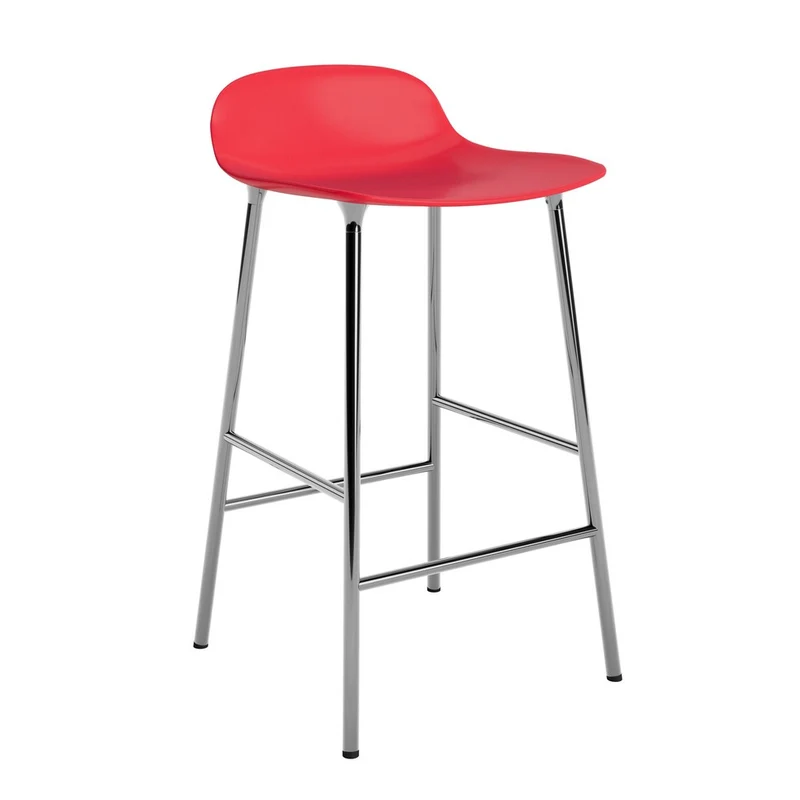 Taburete Form Rojo Brillante Patas Metal 65cm