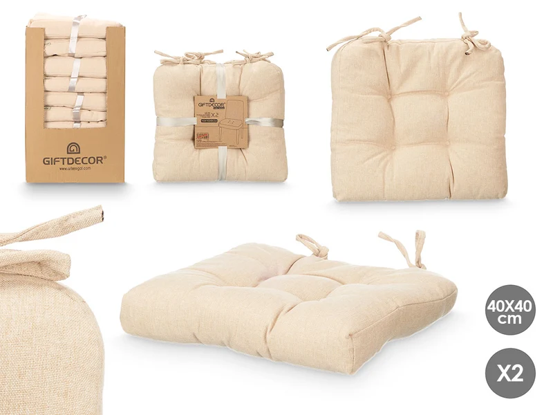 SET 2 COJINES SILLA BEIGE 40X40CM