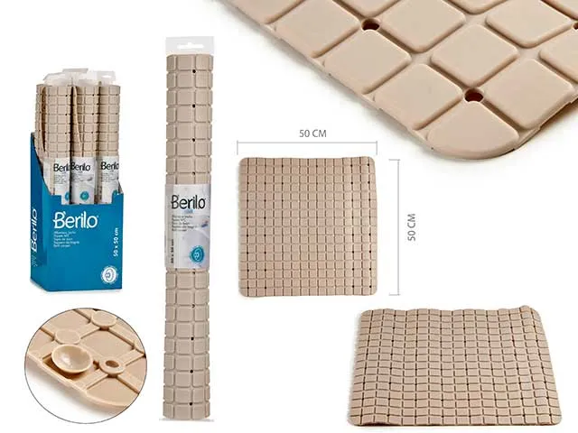 ALFOMBRA ANTIDESLIZANTE CUADROS 50X50CM BEIGE