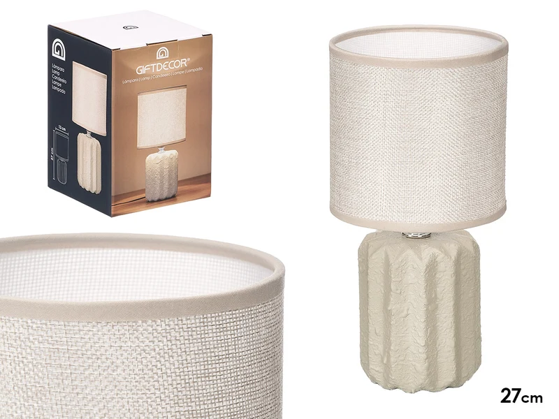 LAMPARA SOBREMESA RAYAS BEIGE