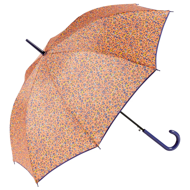 PARAGUAS ESTAMPADO FLORECITAS NARANJA