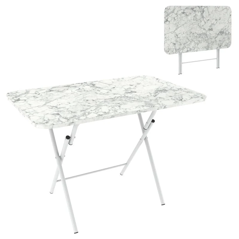 MESA PLEGABLE 70X110CM MARMOL BLANCO