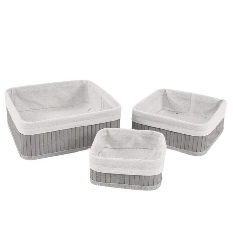 CESTA CUADRADA BAMBU GRIS