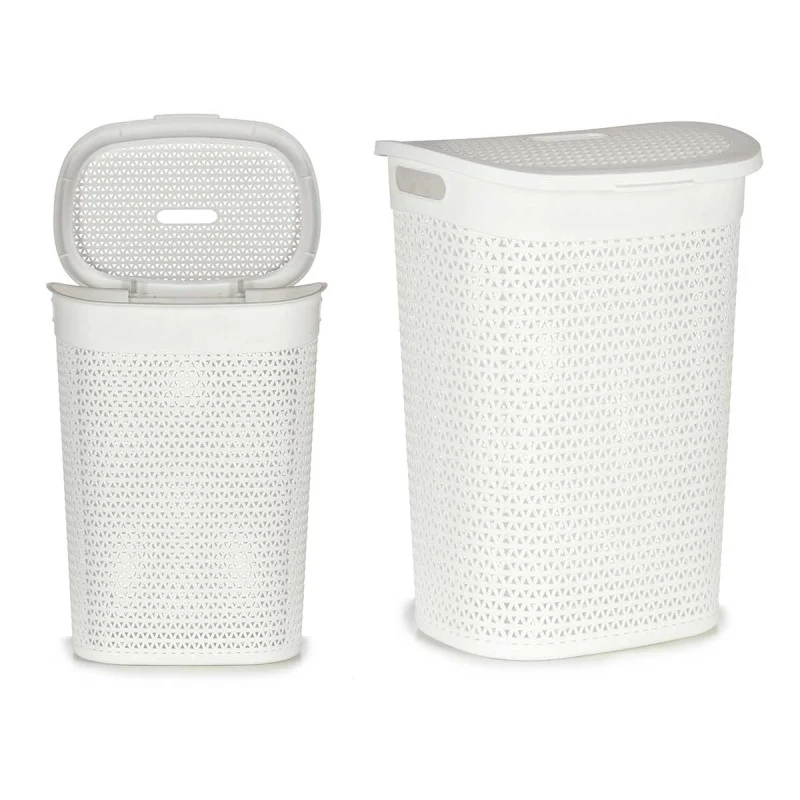 CESTO ROPA CON TAPA BLANCO 60L