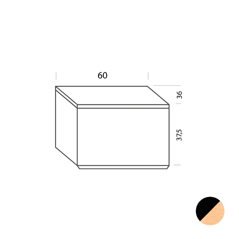 Armario negro-roble 60cm Tria 36